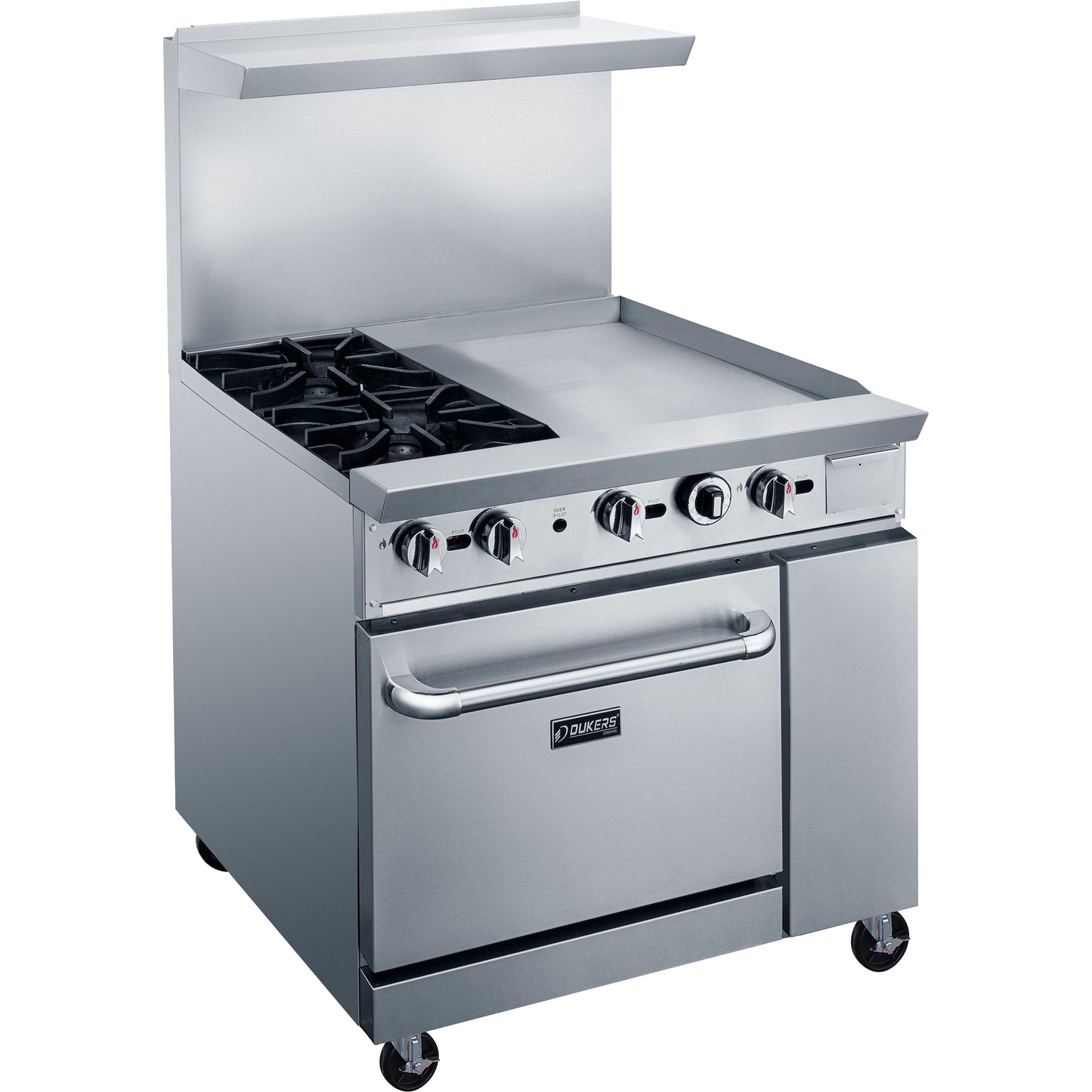 DUKERS COMBO 36" RANGE 2 BURNER 24" GRIDDLE